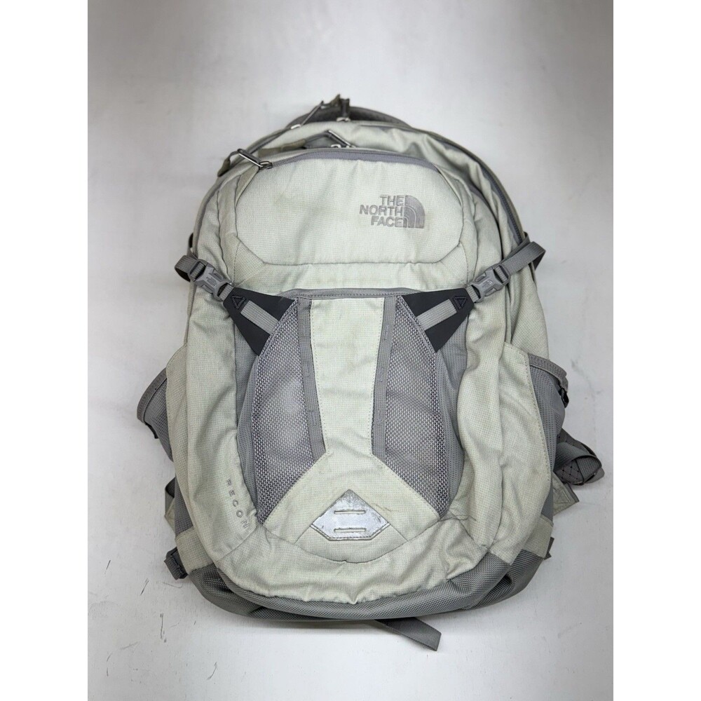The North Face Recon Flexvent Backpack White Gray Hiking School Travel Bag
